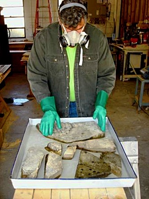 Headstone in pieces
