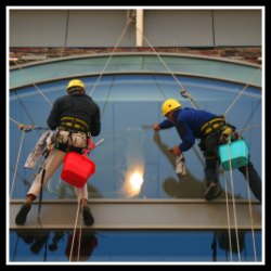 Rope access window cleaning