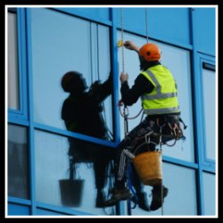 Rope access window cleaner