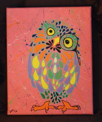 Pink Owl with Eye Glass