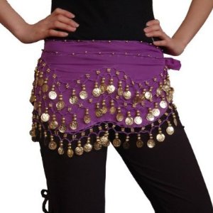 Purple Shimmy Belt wih Gold Coins (includes CA sales tax)