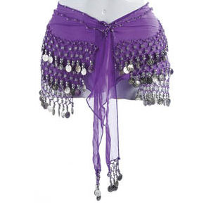 Purple Shimmy Belt with Silver Coins (includes CA sales tax)