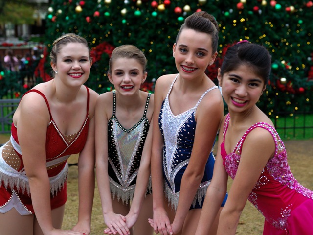 (from left to right),   Senior Twirler Catherine Potter from TWHS, soon to be a senior twirler Allie Pellerito, TWCP Twirler Lindsay Richards    & another future Senior twirler Izzy Obias.