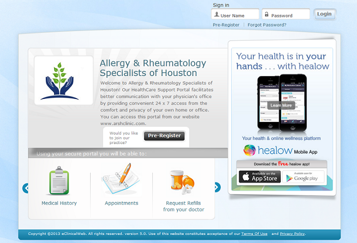 Patient Portal Screen Shot