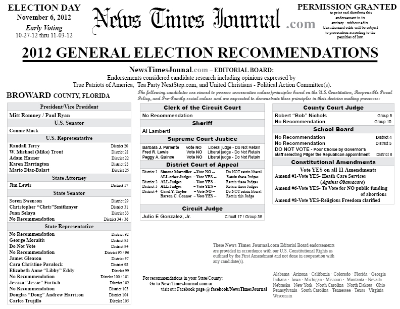 2012 Broward County, Florida General Election