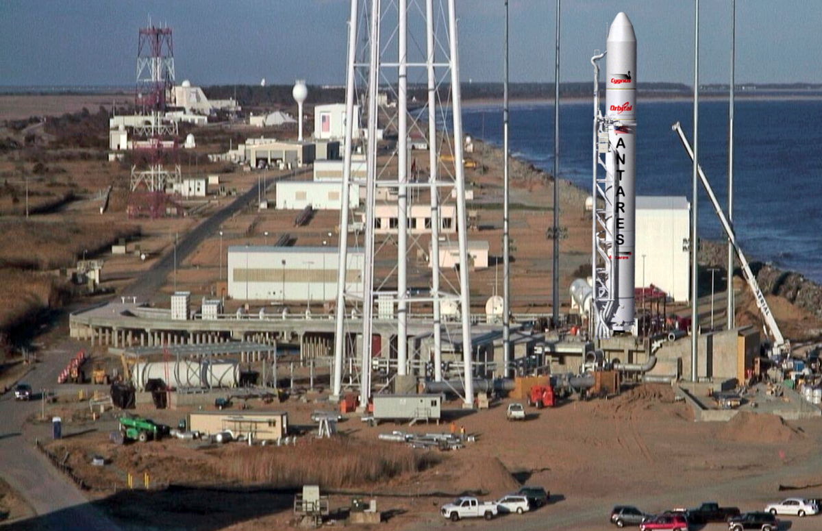 NASA Antares rocket on pad