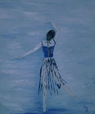 Oil painting, Ballerina with blue background, art by inge gallery