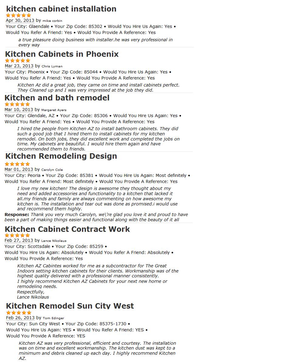 Our Kitchen And Bathroom Customer Reviews