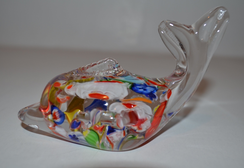 Murano Glass Art Dolphin Paperweight